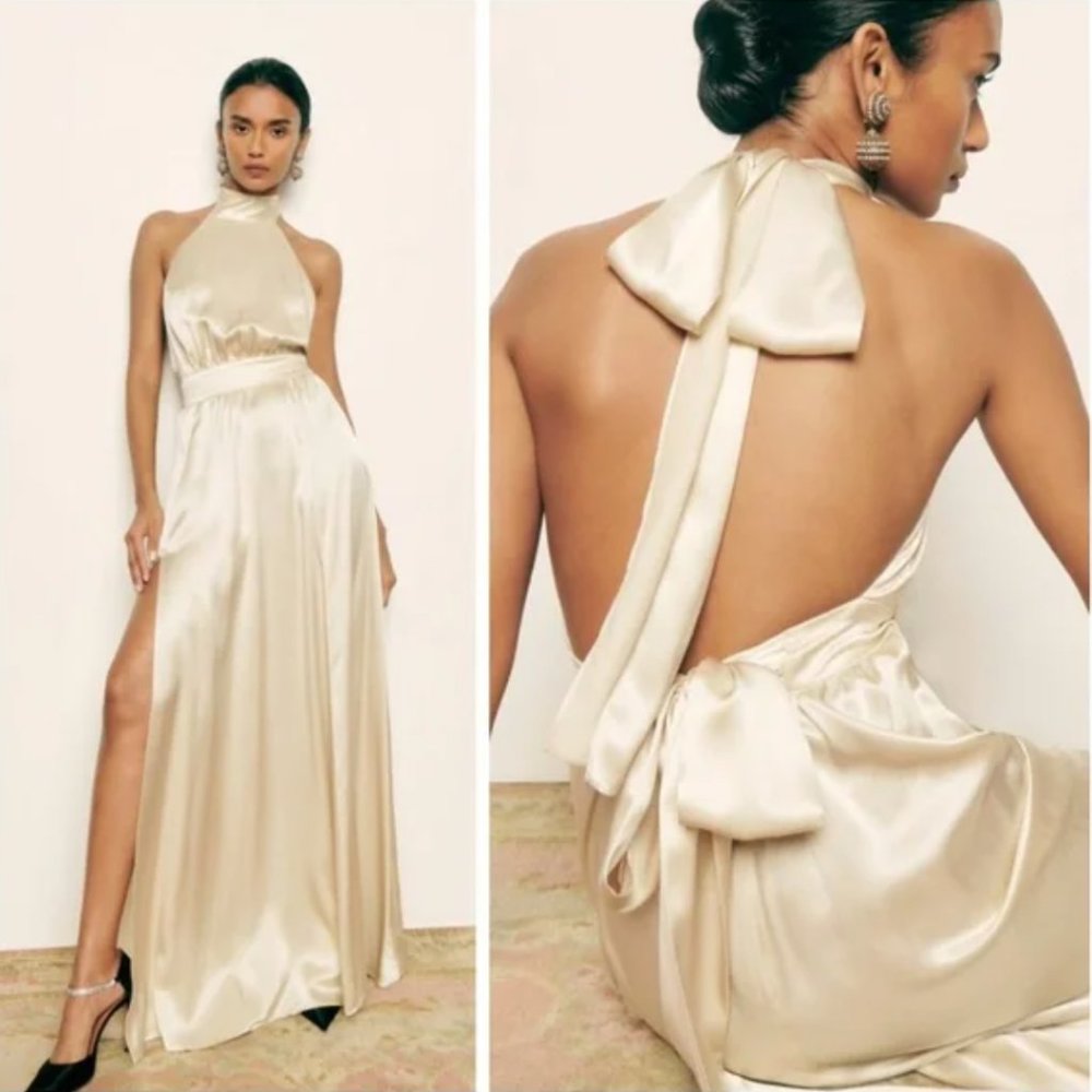 Reformation Alani Silk Dress, Ivory, Size 2, NWT